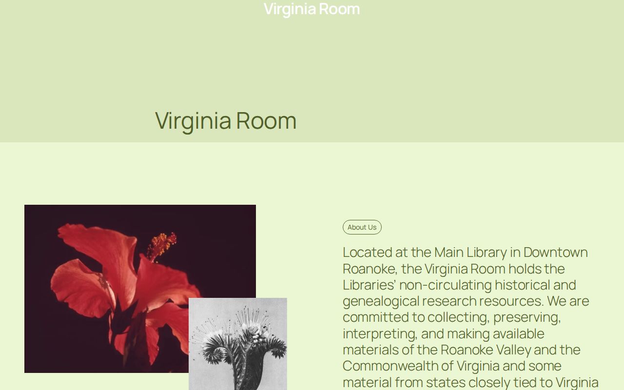 Roanoke city directory Virginia Room access page