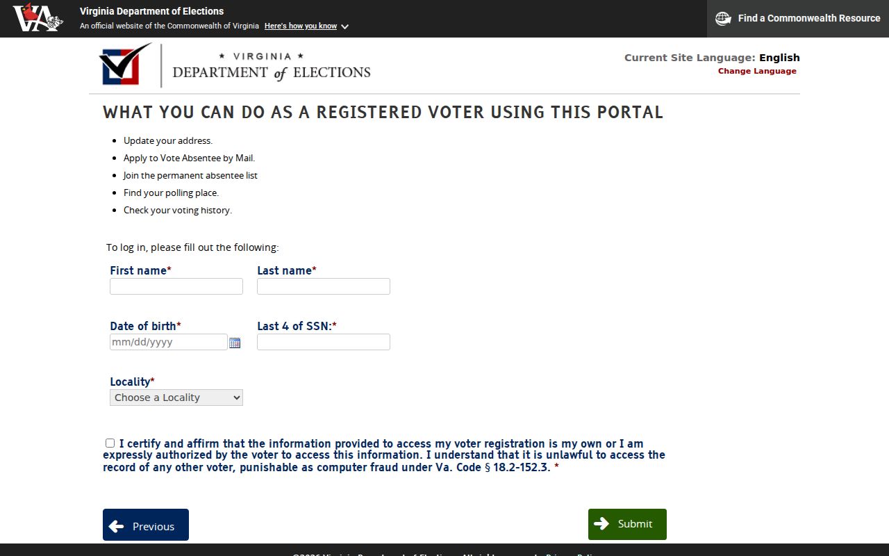 Roanoke resident lookup Virginia voter information search